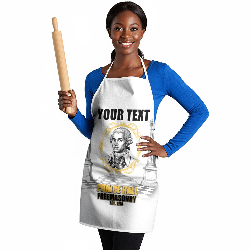 Personalized Prince Hall Freemasonry Apron Masonic Square And Compass Vintage Gold Pillar Illustration