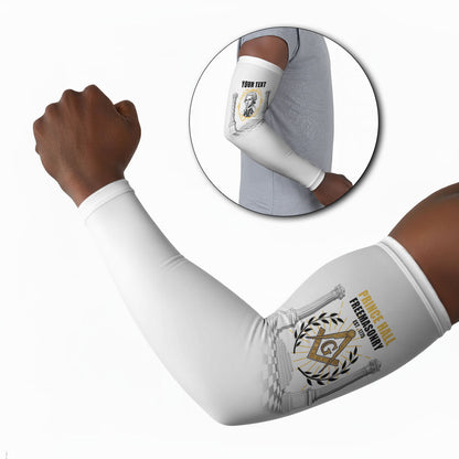 Personalized Prince Hall Freemasonry Arm Sleeves Masonic Square And Compass Vintage Gold Pillar Illustration