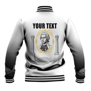 Personalized Prince Hall Freemasonry Baseball Jacket Masonic Square And Compass Vintage Gold Pillar Illustration