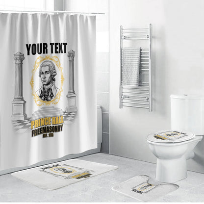 Personalized Prince Hall Freemasonry Bathroom Set Masonic Square And Compass Vintage Gold Pillar Illustration