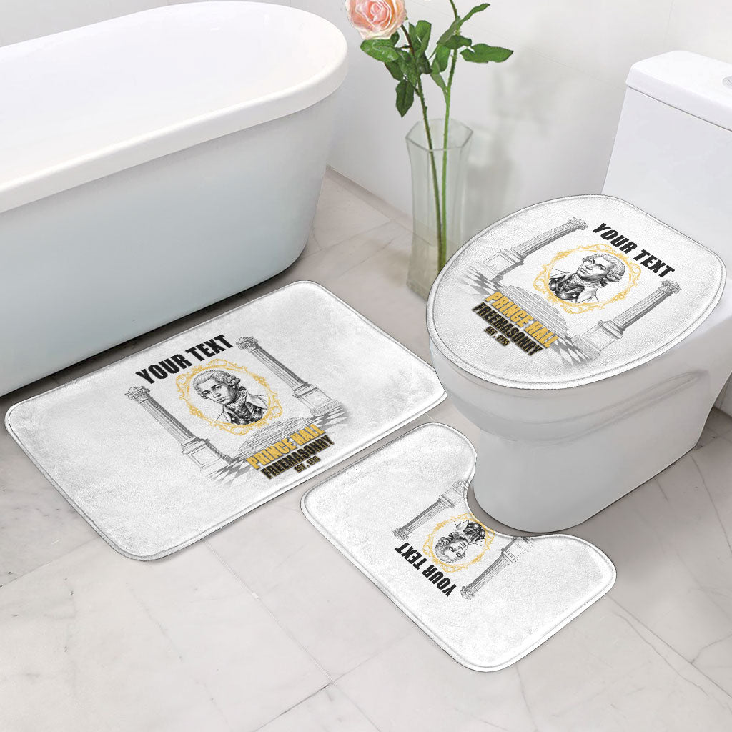 Personalized Prince Hall Freemasonry Bathroom Set Masonic Square And Compass Vintage Gold Pillar Illustration