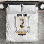 Personalized Prince Hall Freemasonry Bedding Set Masonic Square And Compass Vintage Gold Pillar Illustration