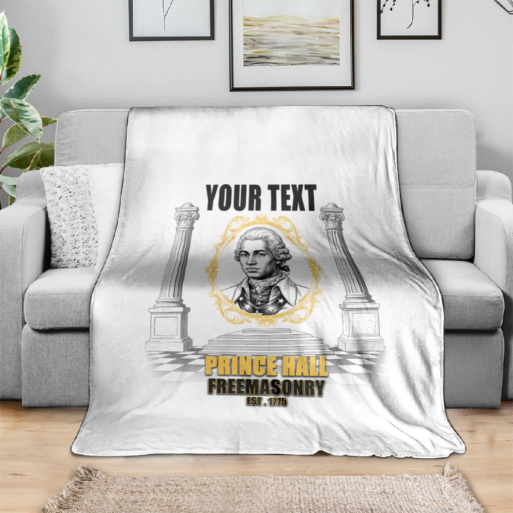 Personalized Prince Hall Freemasonry Blanket Masonic Square And Compass Vintage Gold Pillar Illustration