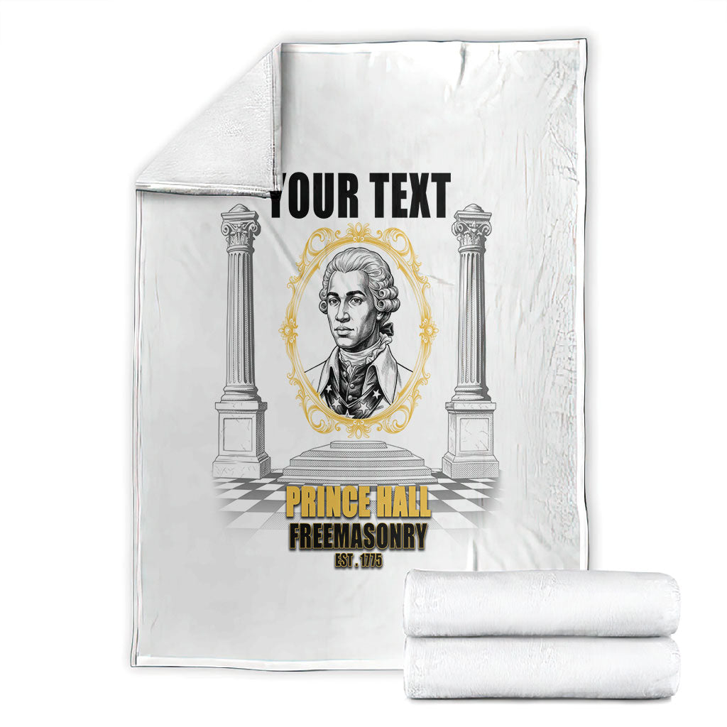 Personalized Prince Hall Freemasonry Blanket Masonic Square And Compass Vintage Gold Pillar Illustration