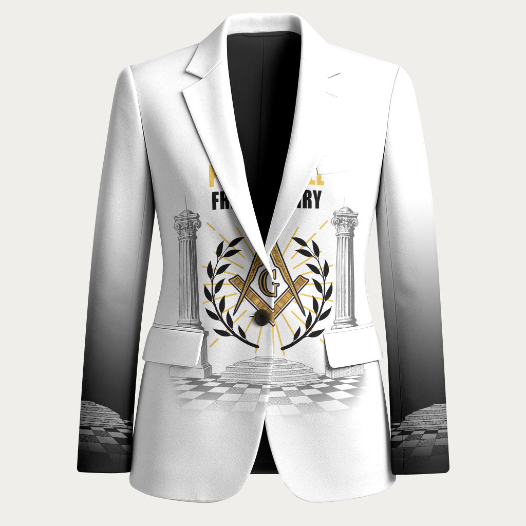 Personalized Prince Hall Freemasonry Blazer Masonic Square And Compass Vintage Gold Pillar Illustration