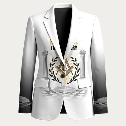 Personalized Prince Hall Freemasonry Blazer Masonic Square And Compass Vintage Gold Pillar Illustration