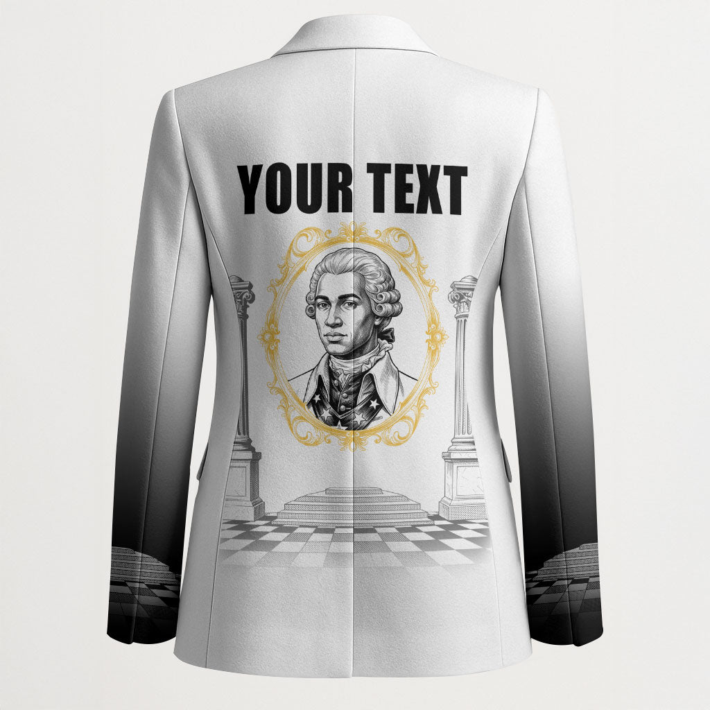 Personalized Prince Hall Freemasonry Blazer Masonic Square And Compass Vintage Gold Pillar Illustration