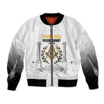 Personalized Prince Hall Freemasonry Bomber Jacket Masonic Square And Compass Vintage Gold Pillar Illustration