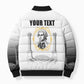 Personalized Prince Hall Freemasonry Bomber Puffer Jacket Masonic Square And Compass Vintage Gold Pillar Illustration