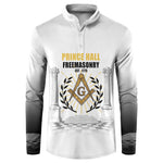 Personalized Prince Hall Freemasonry Button Sweatshirt Masonic Square And Compass Vintage Gold Pillar Illustration