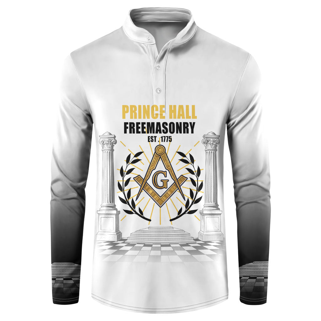 Personalized Prince Hall Freemasonry Button Sweatshirt Masonic Square And Compass Vintage Gold Pillar Illustration