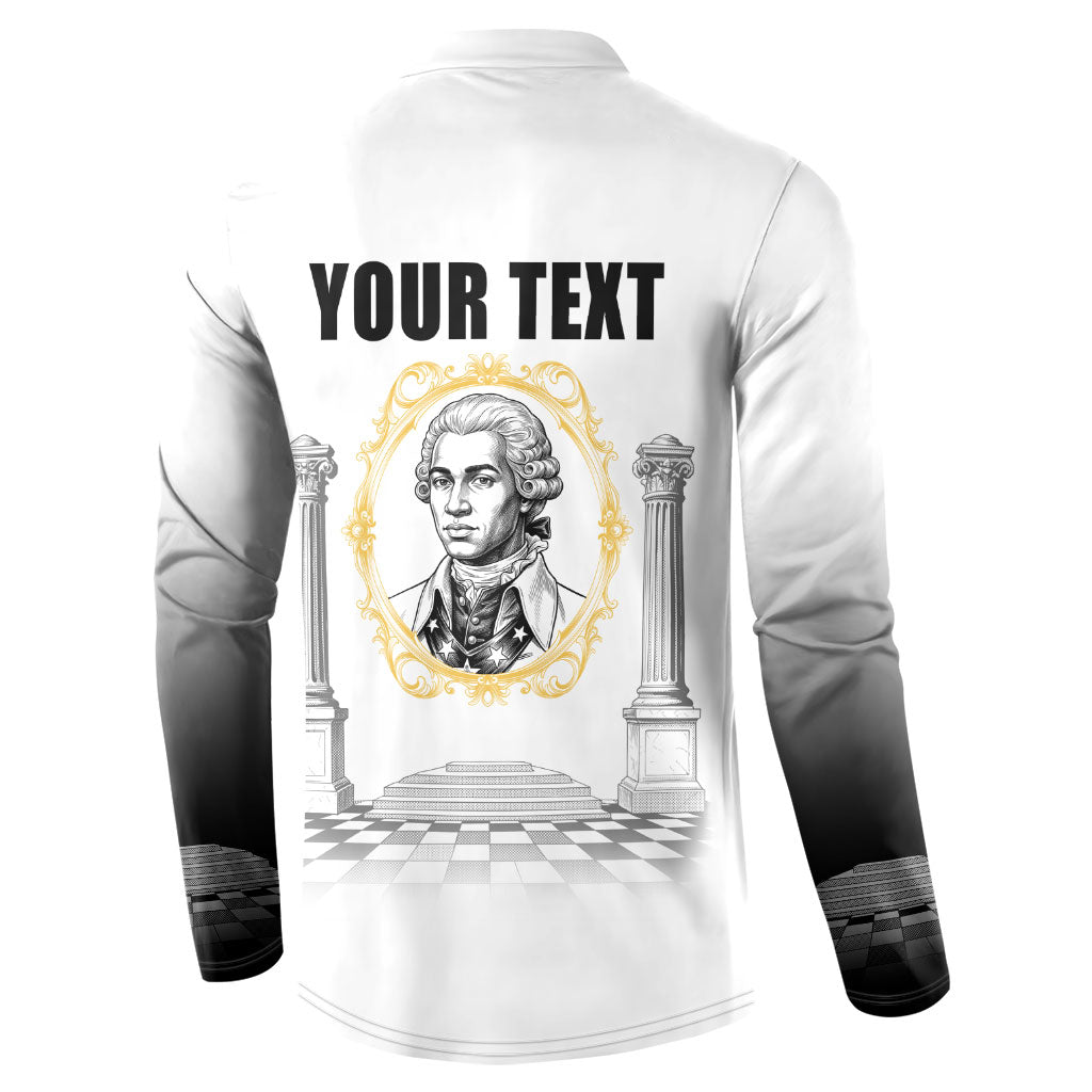 Personalized Prince Hall Freemasonry Button Sweatshirt Masonic Square And Compass Vintage Gold Pillar Illustration