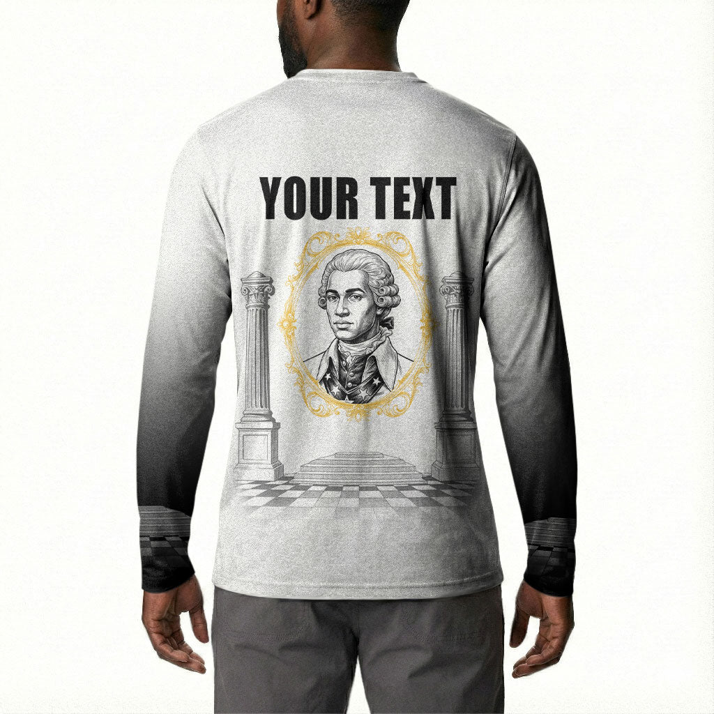 Personalized Prince Hall Freemasonry Button Sweatshirt Masonic Square And Compass Vintage Gold Pillar Illustration