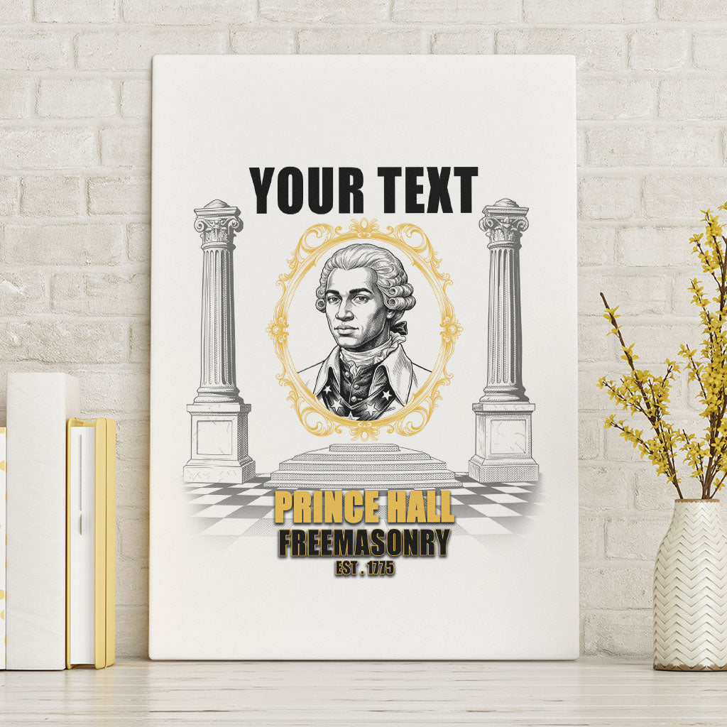 Personalized Prince Hall Freemasonry Canvas Wall Art Masonic Square And Compass Vintage Gold Pillar Illustration