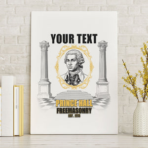 Personalized Prince Hall Freemasonry Canvas Wall Art Masonic Square And Compass Vintage Gold Pillar Illustration