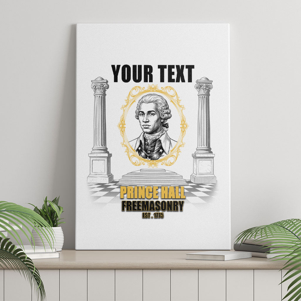 Personalized Prince Hall Freemasonry Canvas Wall Art Masonic Square And Compass Vintage Gold Pillar Illustration