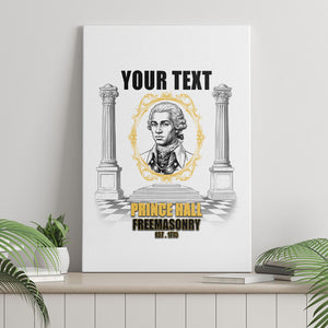 Personalized Prince Hall Freemasonry Canvas Wall Art Masonic Square And Compass Vintage Gold Pillar Illustration
