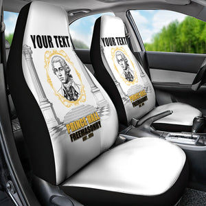 Personalized Prince Hall Freemasonry Car Seat Cover Masonic Square And Compass Vintage Gold Pillar Illustration