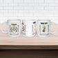 Personalized Prince Hall Freemasonry Ceramic Mug Masonic Square And Compass Vintage Gold Pillar Illustration