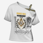 Personalized Prince Hall Freemasonry Cross Shoulder Shirt Masonic Square And Compass Vintage Gold Pillar Illustration