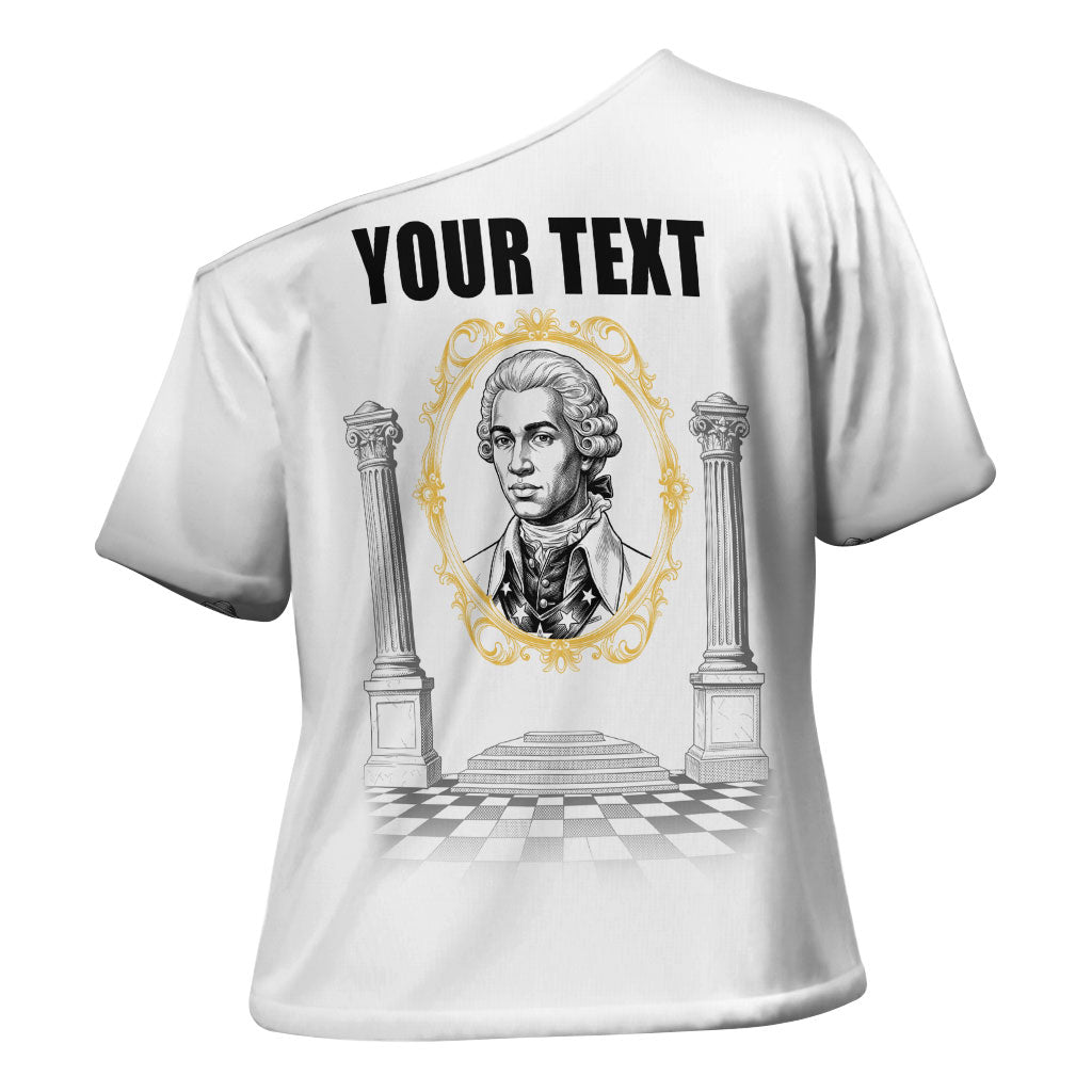 Personalized Prince Hall Freemasonry Cross Shoulder Shirt Masonic Square And Compass Vintage Gold Pillar Illustration