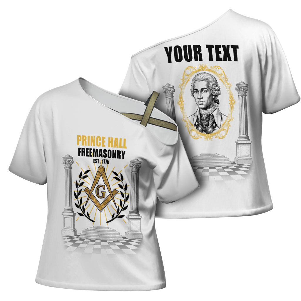 Personalized Prince Hall Freemasonry Cross Shoulder Shirt Masonic Square And Compass Vintage Gold Pillar Illustration