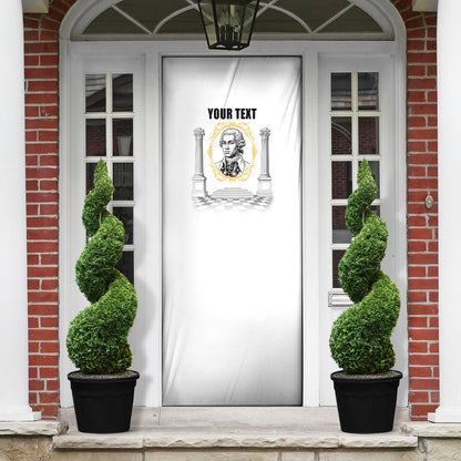 Personalized Prince Hall Freemasonry Door Cover Masonic Square And Compass Vintage Gold Pillar Illustration
