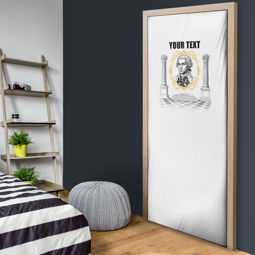 Personalized Prince Hall Freemasonry Door Cover Masonic Square And Compass Vintage Gold Pillar Illustration