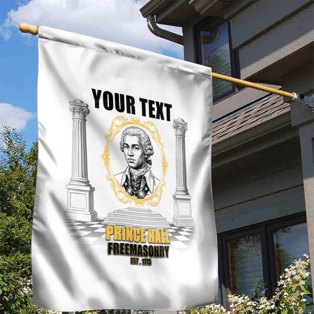 Personalized Prince Hall Freemasonry Garden Flag Masonic Square And Compass Vintage Gold Pillar Illustration