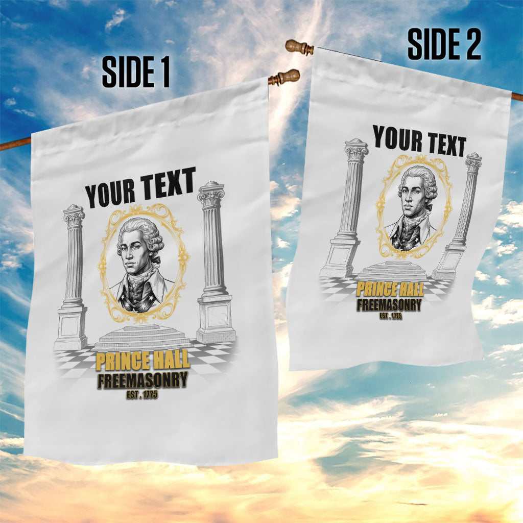 Personalized Prince Hall Freemasonry Garden Flag Masonic Square And Compass Vintage Gold Pillar Illustration