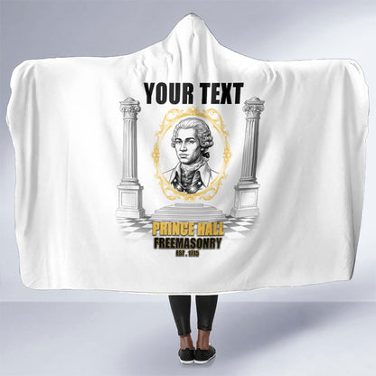 Personalized Prince Hall Freemasonry Hooded Blanket Masonic Square And Compass Vintage Gold Pillar Illustration