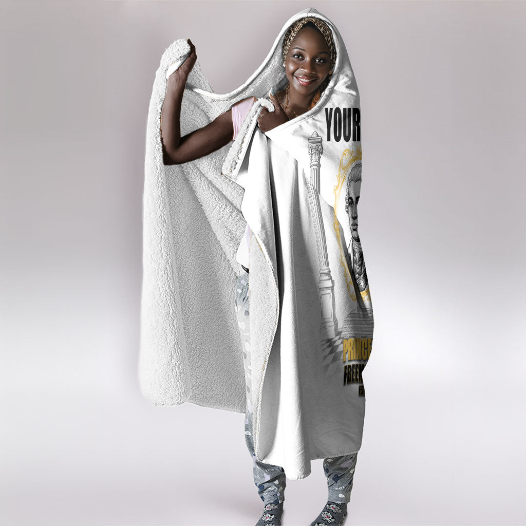 Personalized Prince Hall Freemasonry Hooded Blanket Masonic Square And Compass Vintage Gold Pillar Illustration