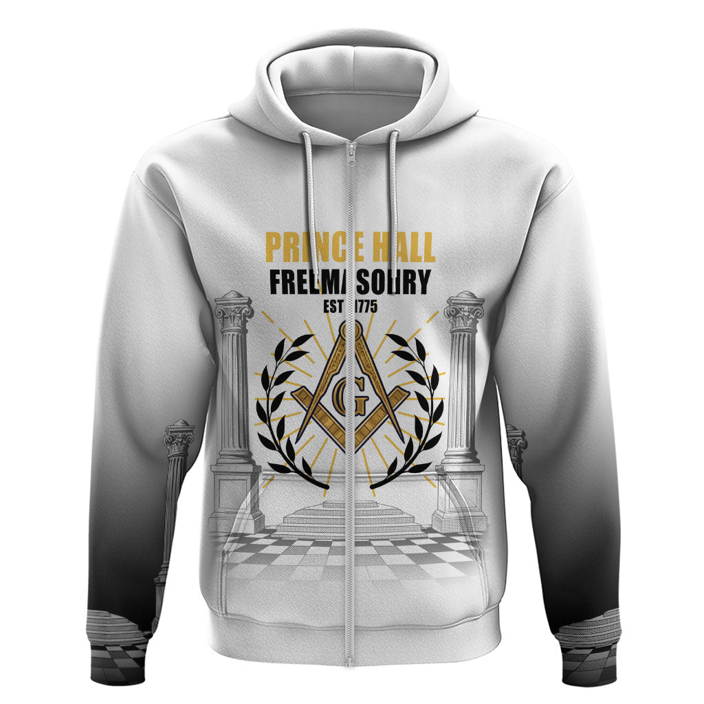 Personalized Prince Hall Freemasonry Hoodie Masonic Square And Compass Vintage Gold Pillar Illustration