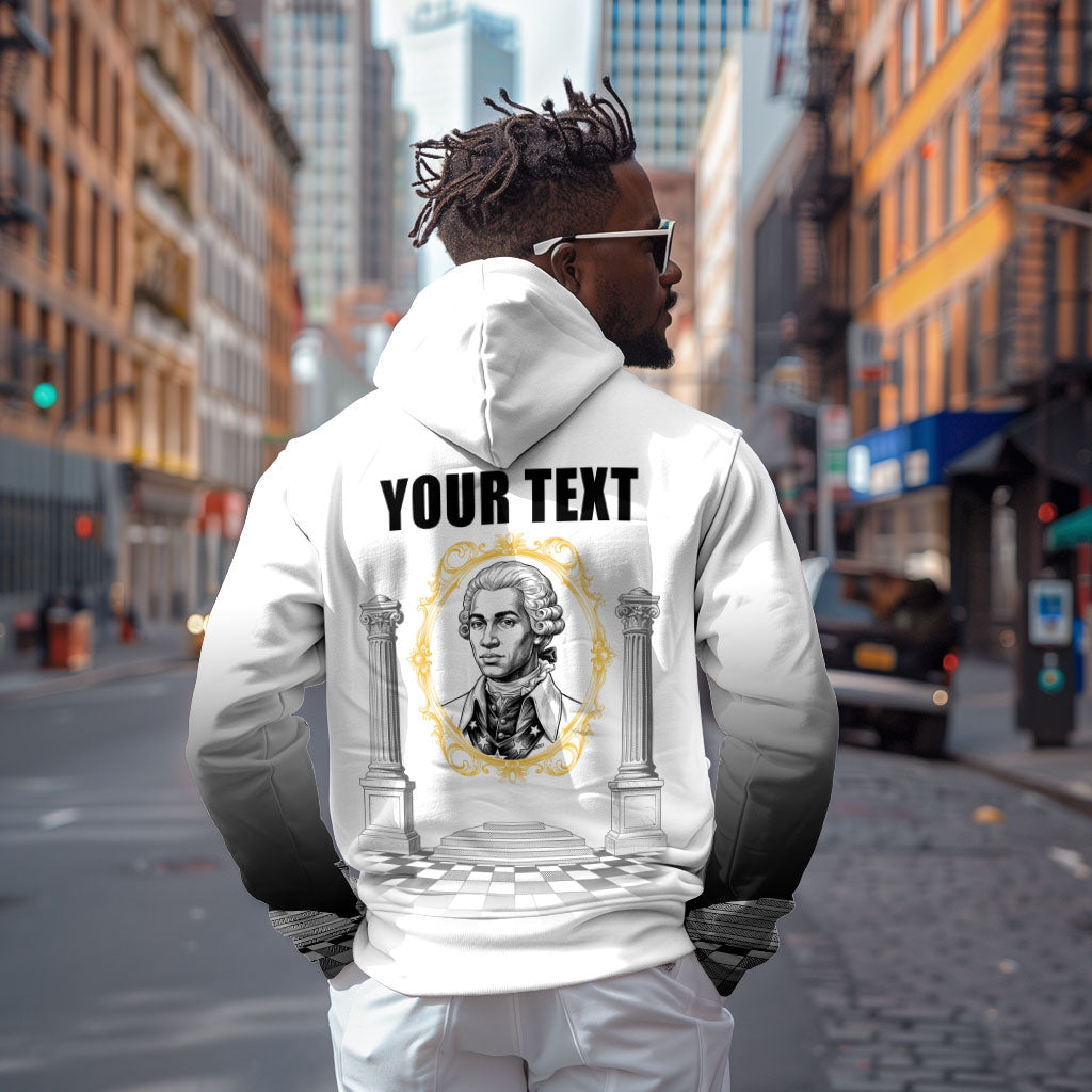 Personalized Prince Hall Freemasonry Hoodie Masonic Square And Compass Vintage Gold Pillar Illustration
