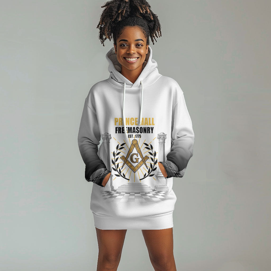 Personalized Prince Hall Freemasonry Hoodie Dress Masonic Square And Compass Vintage Gold Pillar Illustration