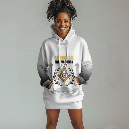 Personalized Prince Hall Freemasonry Hoodie Dress Masonic Square And Compass Vintage Gold Pillar Illustration