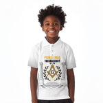 Personalized Prince Hall Freemasonry Kid Polo Shirt Masonic Square And Compass Vintage Gold Pillar Illustration