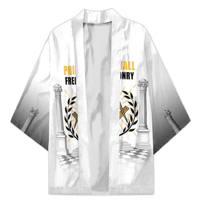 Personalized Prince Hall Freemasonry Kimono Masonic Square And Compass Vintage Gold Pillar Illustration