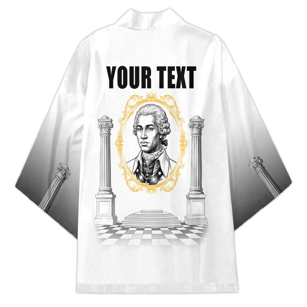 Personalized Prince Hall Freemasonry Kimono Masonic Square And Compass Vintage Gold Pillar Illustration