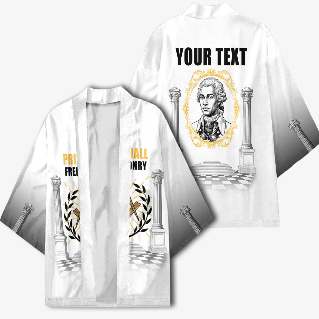 Personalized Prince Hall Freemasonry Kimono Masonic Square And Compass Vintage Gold Pillar Illustration