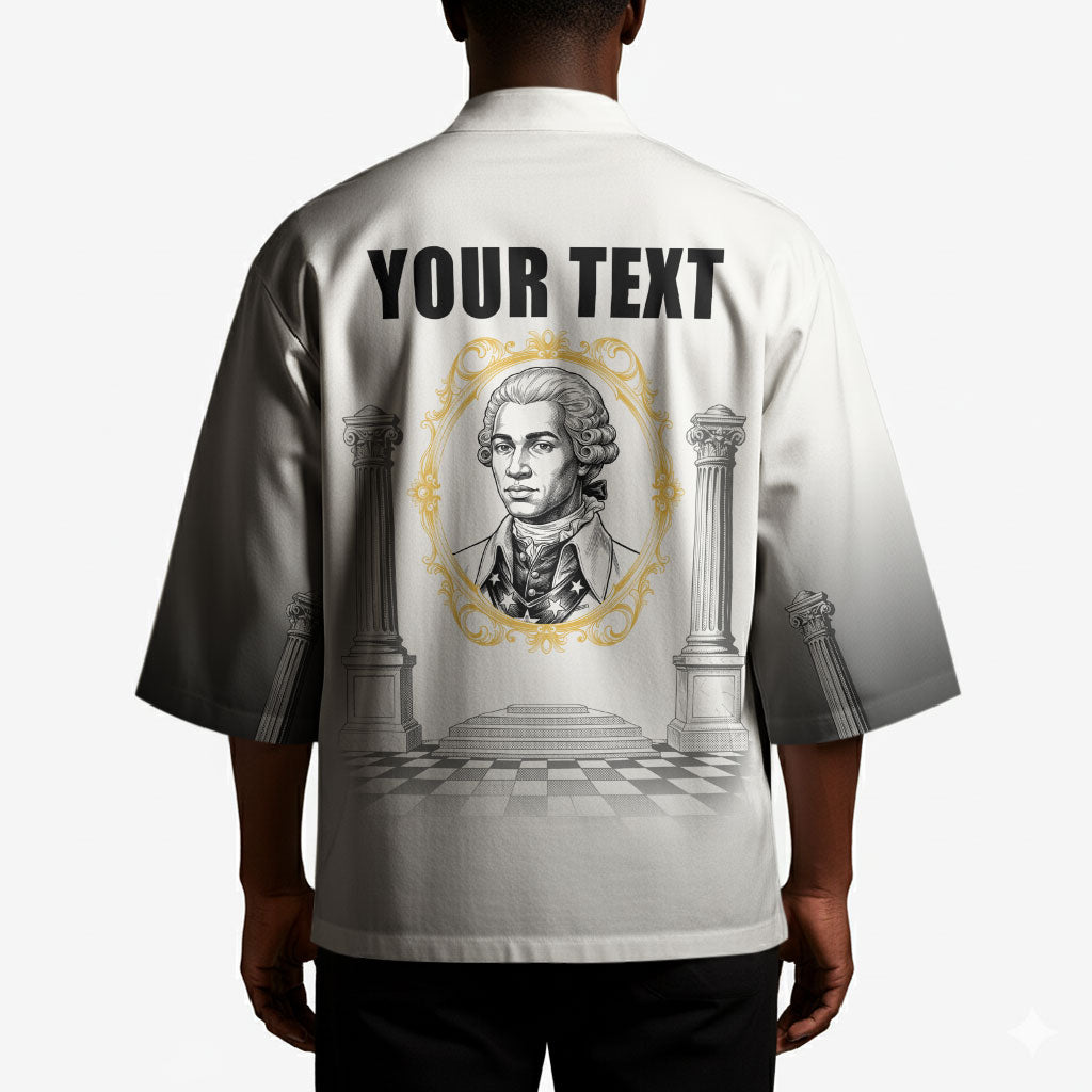 Personalized Prince Hall Freemasonry Kimono Masonic Square And Compass Vintage Gold Pillar Illustration