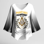 Personalized Prince Hall Freemasonry Kimono Sleeve Blouse Masonic Square And Compass Vintage Gold Pillar Illustration