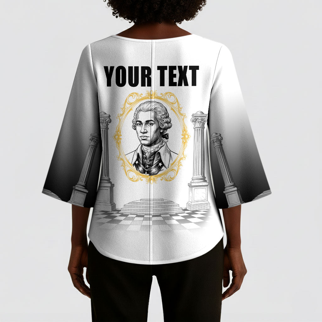 Personalized Prince Hall Freemasonry Kimono Sleeve Blouse Masonic Square And Compass Vintage Gold Pillar Illustration