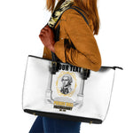 Personalized Prince Hall Freemasonry Leather Tote Bag Masonic Square And Compass Vintage Gold Pillar Illustration