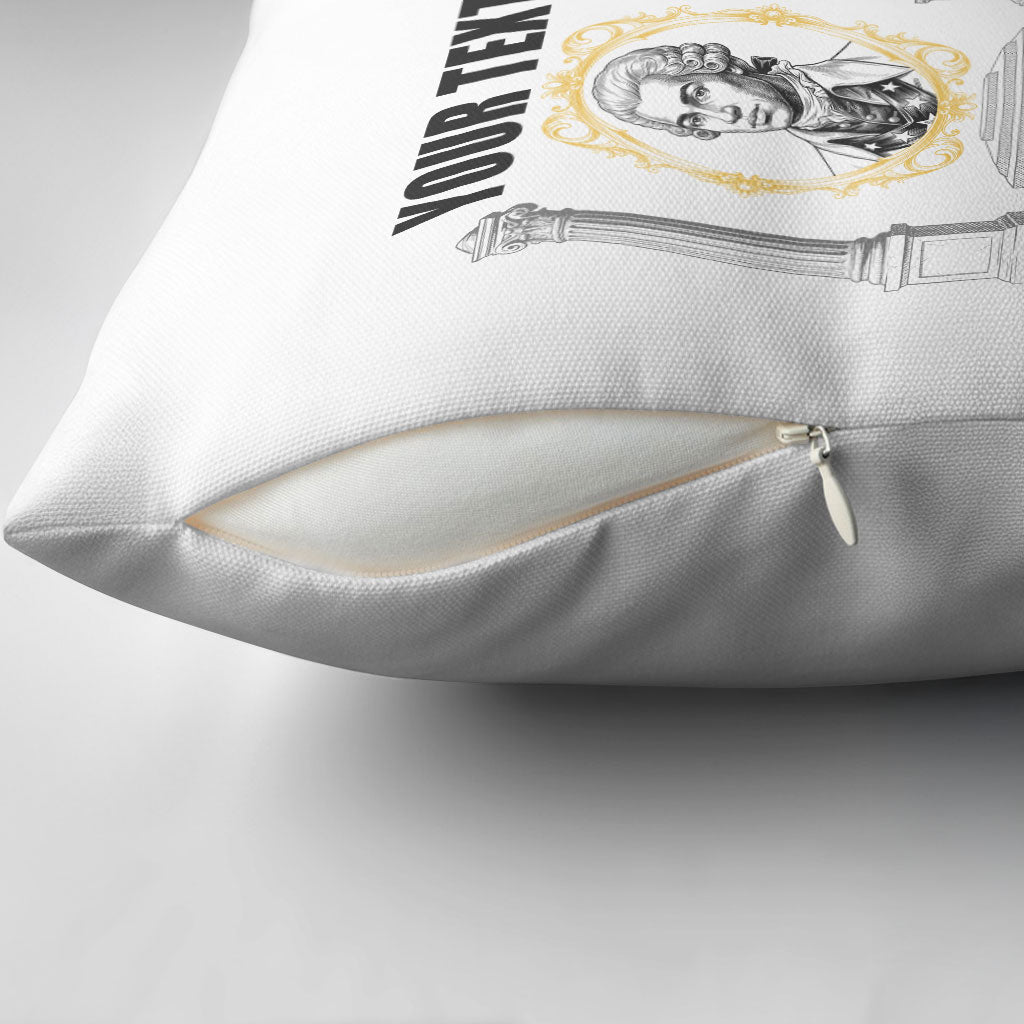 Personalized Prince Hall Freemasonry Pillow Cover Masonic Square And Compass Vintage Gold Pillar Illustration