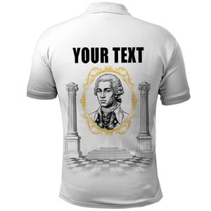 Personalized Prince Hall Freemasonry Polo Shirt Masonic Square And Compass Vintage Gold Pillar Illustration