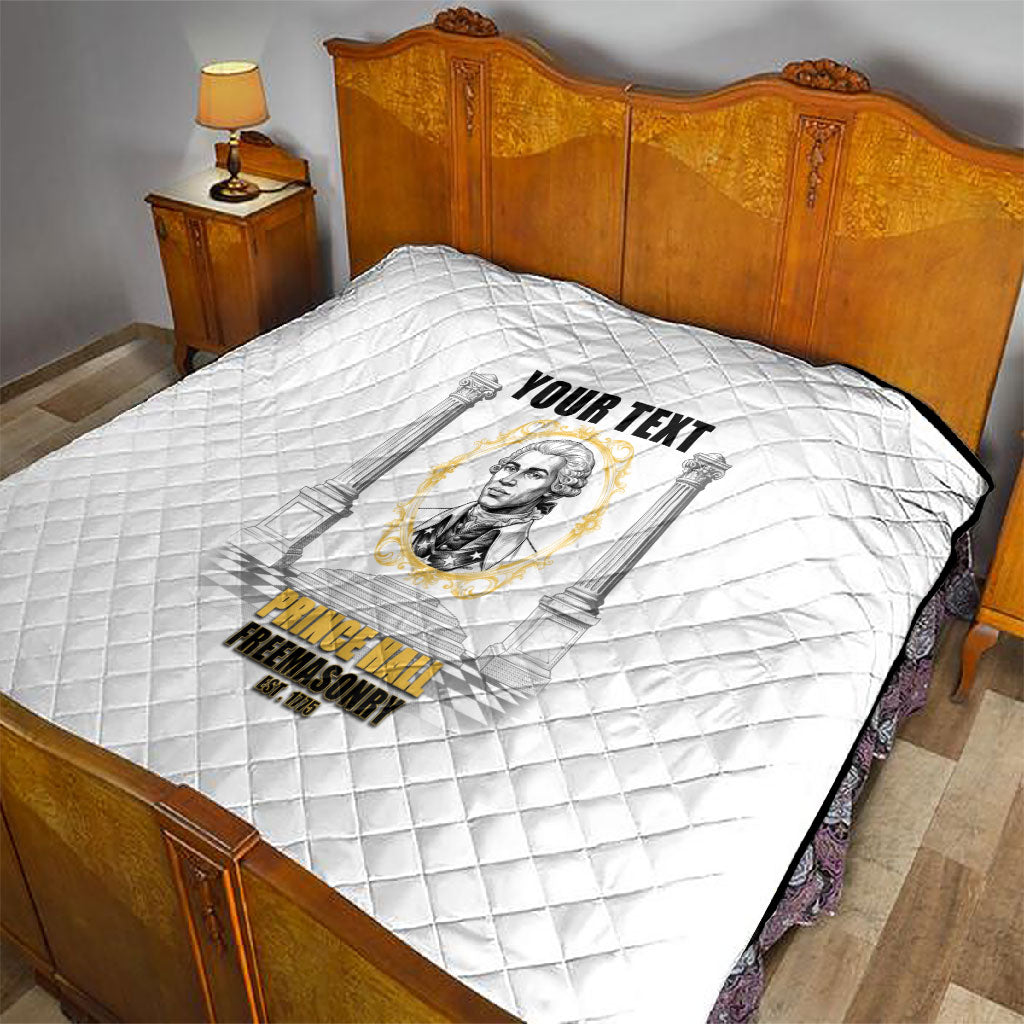 Personalized Prince Hall Freemasonry Quilt Masonic Square And Compass Vintage Gold Pillar Illustration