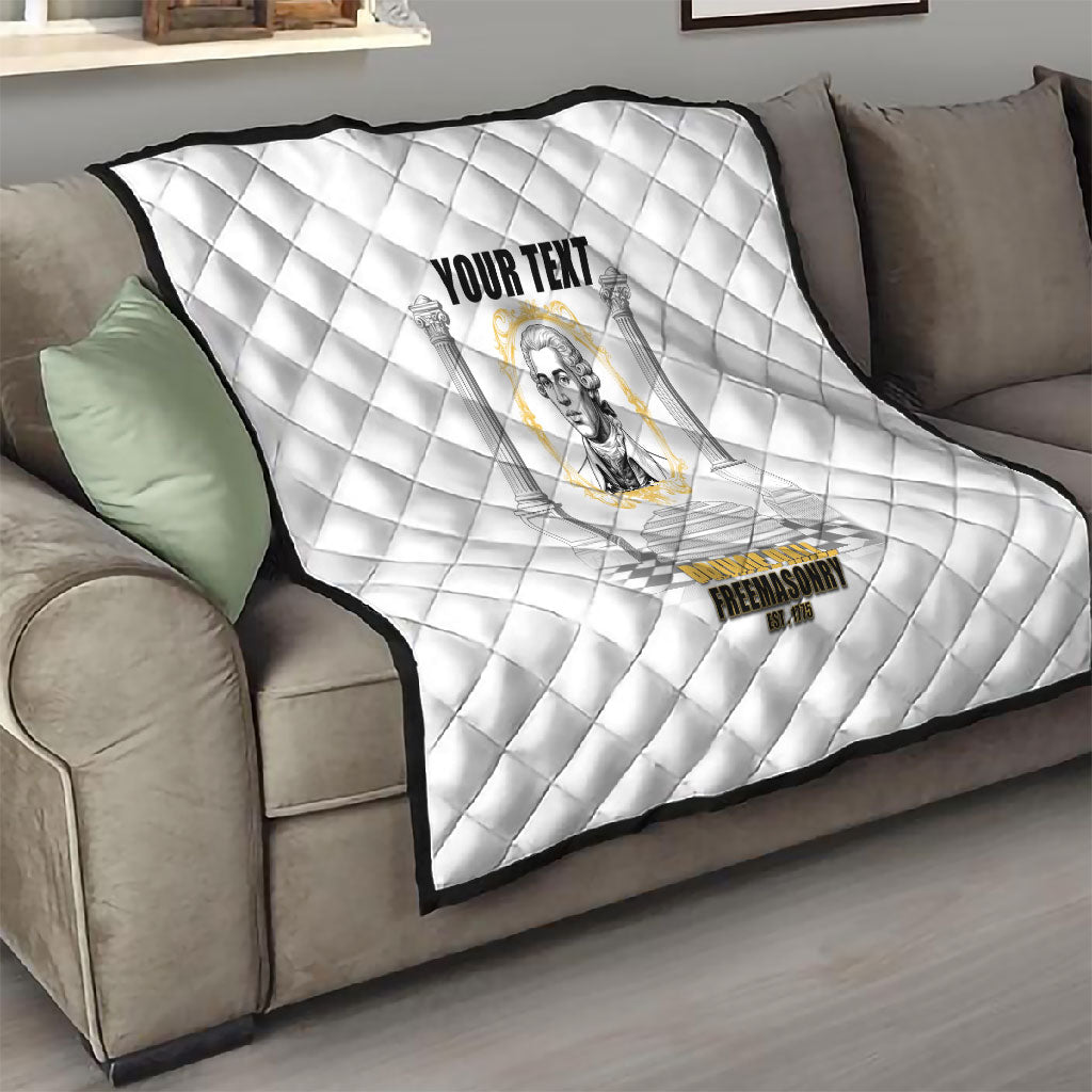 Personalized Prince Hall Freemasonry Quilt Masonic Square And Compass Vintage Gold Pillar Illustration