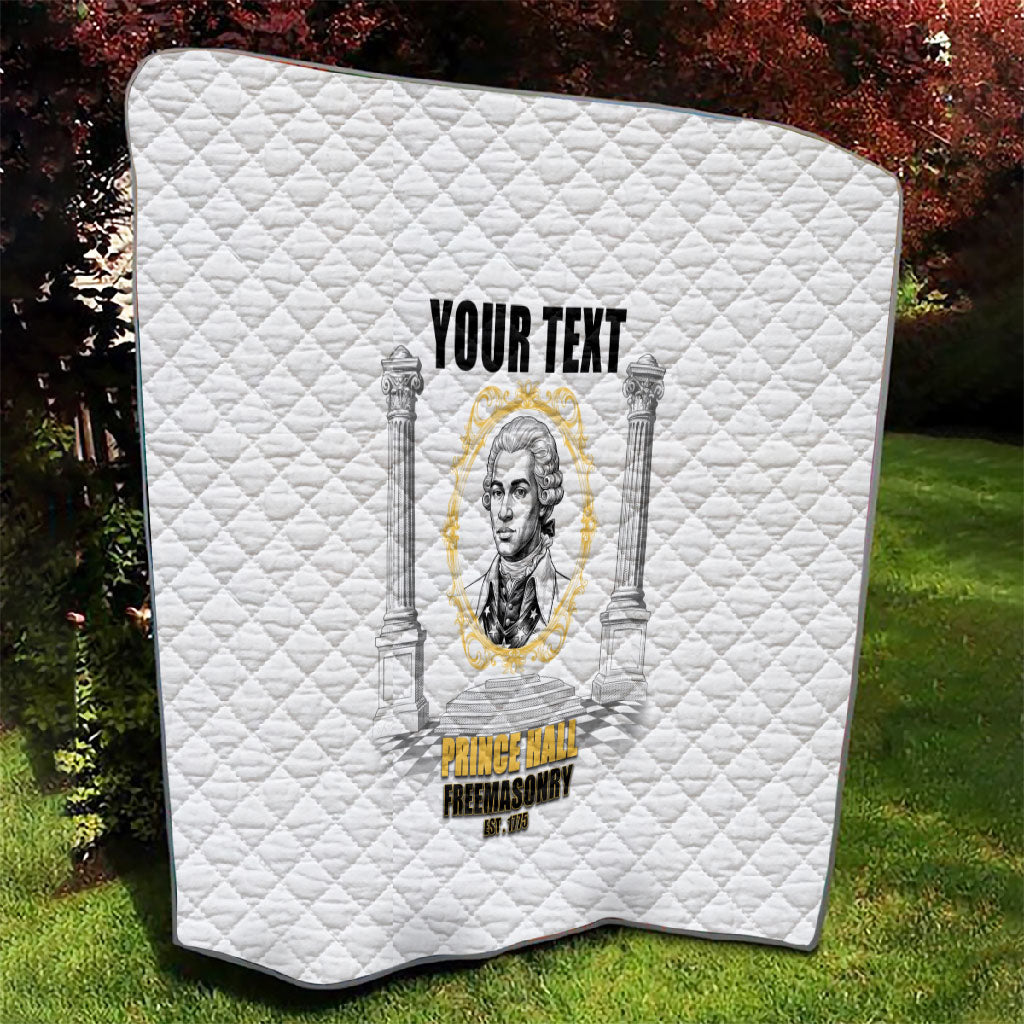 Personalized Prince Hall Freemasonry Quilt Masonic Square And Compass Vintage Gold Pillar Illustration