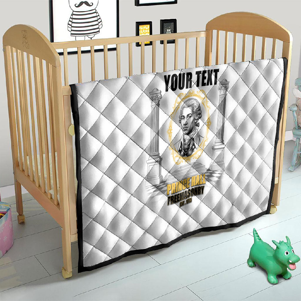 Personalized Prince Hall Freemasonry Quilt Masonic Square And Compass Vintage Gold Pillar Illustration